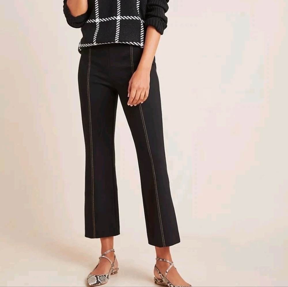 Anthropologie The Essential Crop Flare Pants Womens XS Black